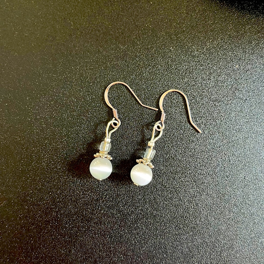 White Drop Dangle Earrings